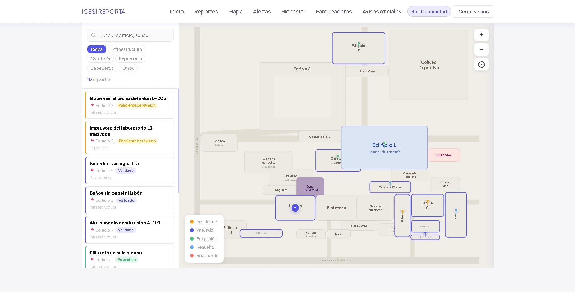 Mapa interactivo — ICESI REPORTA