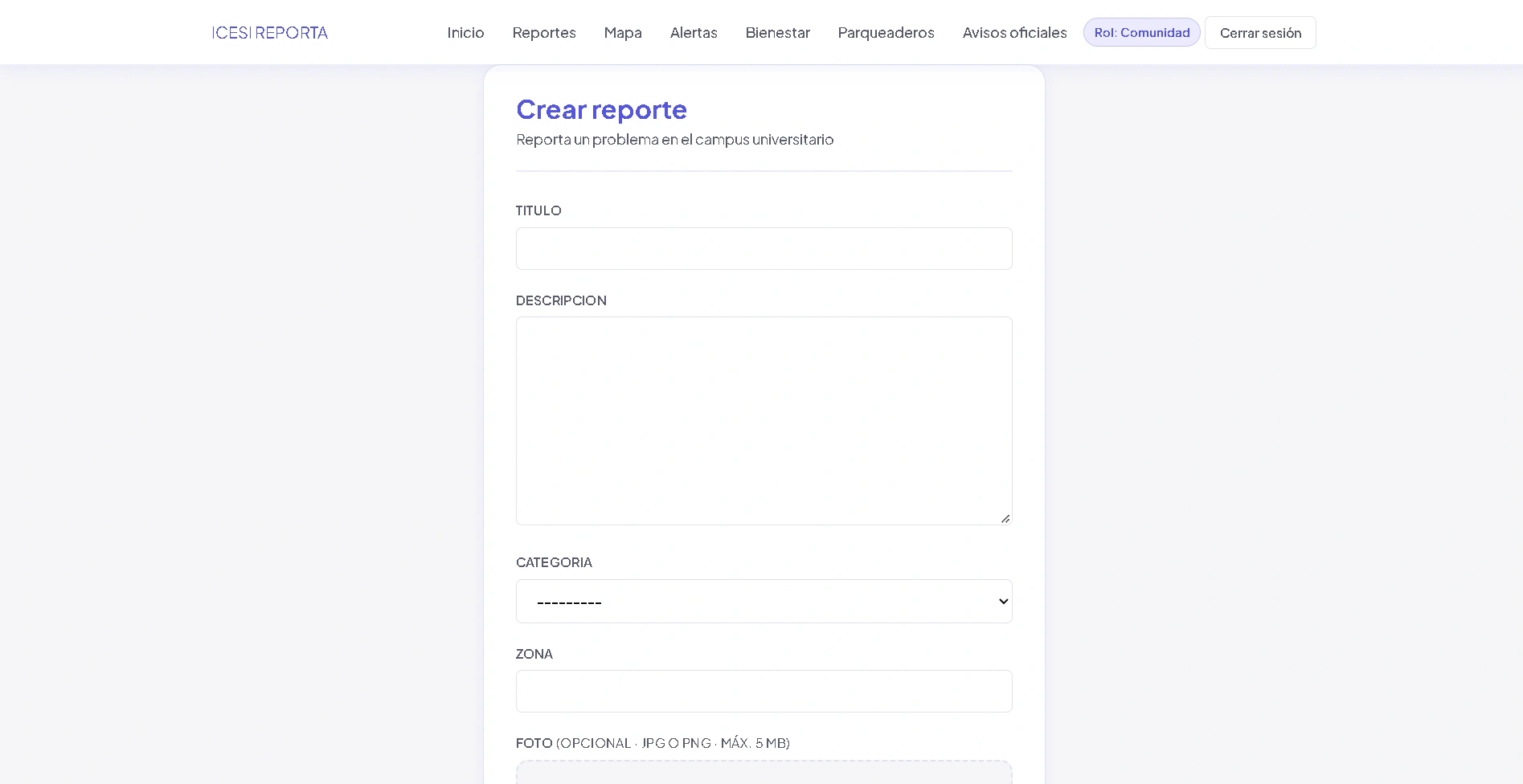 Creación de reportes — ICESI REPORTA