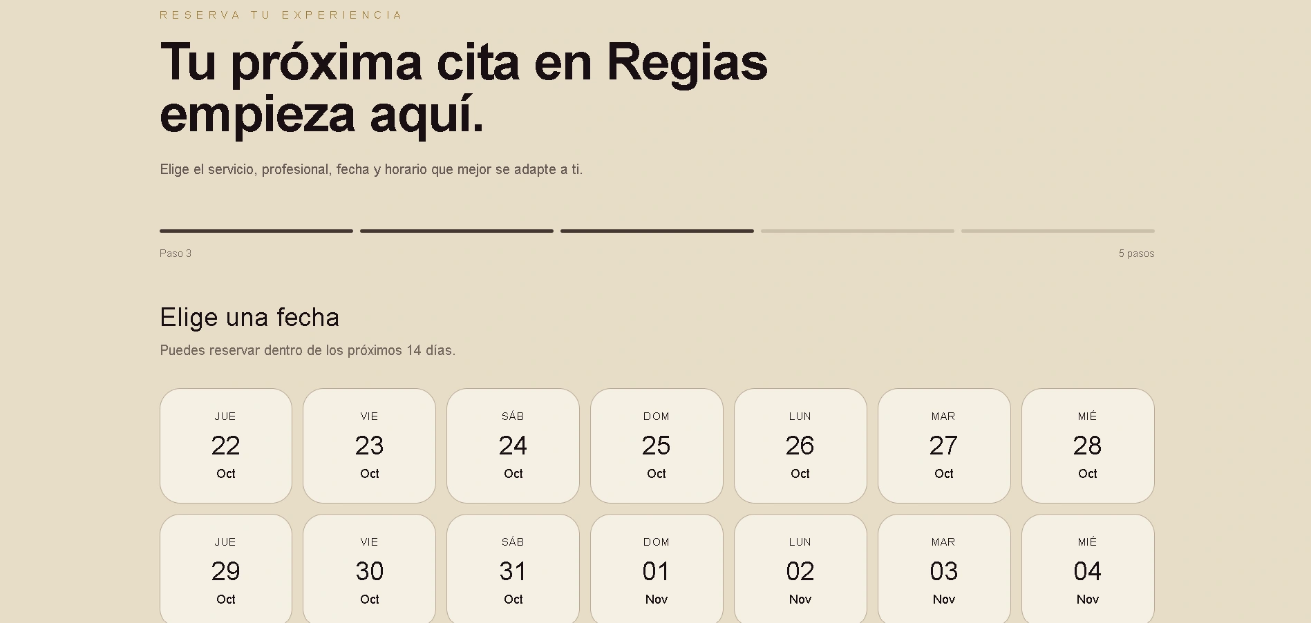 Selección de fecha — REGIAS